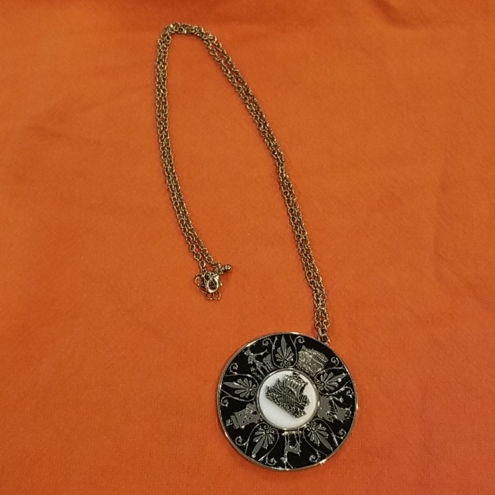 Sailing Through Necklace Round Pendant Ship LQQK